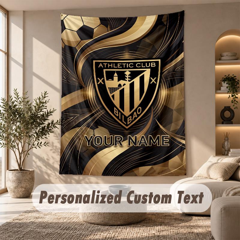 Tapestry Custom Name Text, Wall Hanging Tapestry Home Room DecorAthletic Bilbao FC