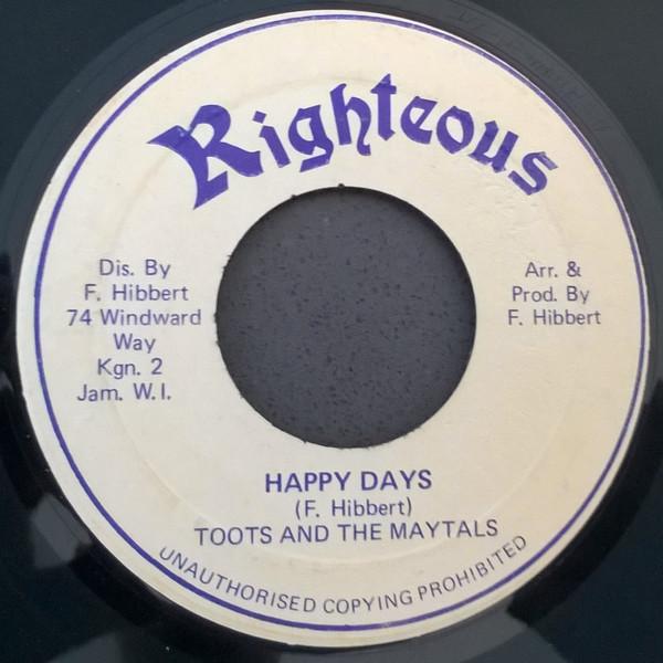 Пластинка 7 дюймов TOOTS THE MAYTALS Happy Days NONE Righteous Ямайка Регги Ска Даб Б/у