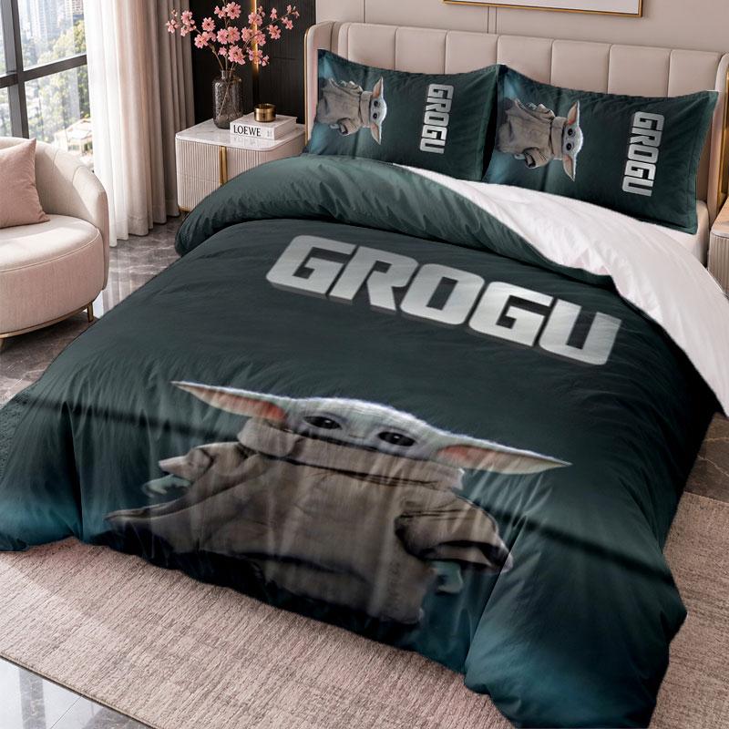 Grogu 3Pcs Bedding Set Duvet Cover With Two Pillowcases For Bedroom Home Decoration