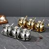 Stainless Steel Condiment Jar Set Light Luxury Spice Organizer  Countertop