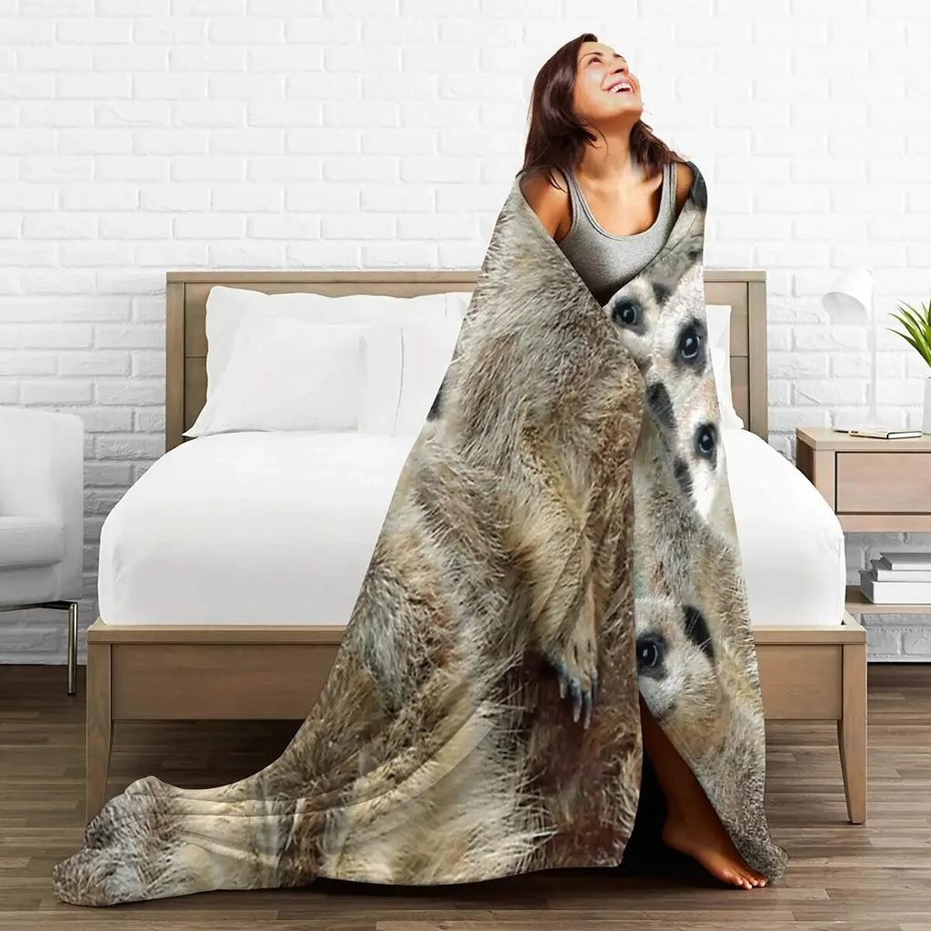 Meerkat 012 Blanket Soft Warm Flannel Throw Blanket Cover for Bed Living Room Picnic Travel Home Sofa
