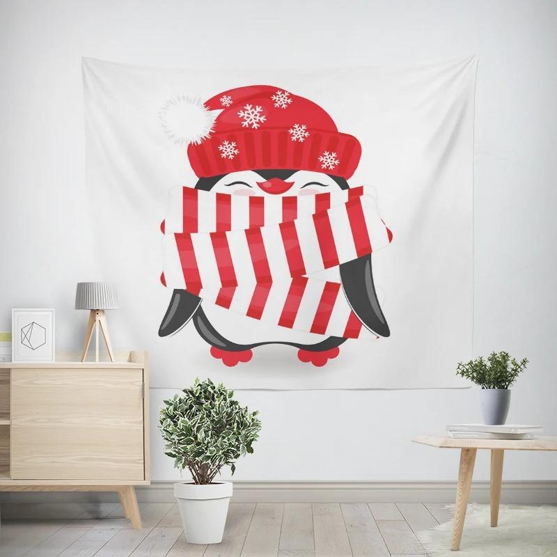 Рождественский Новый год Пингвин Сова Узор Гостиная Спальня Декоративный Гобелен