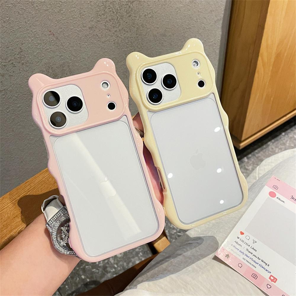 3D Чехол для телефона с ушками кошки, прозрачный, из PC+TPU, для iPhone 17 Pro Max 16 15 14 13, противоударный, прозрачная защитная задняя крышка