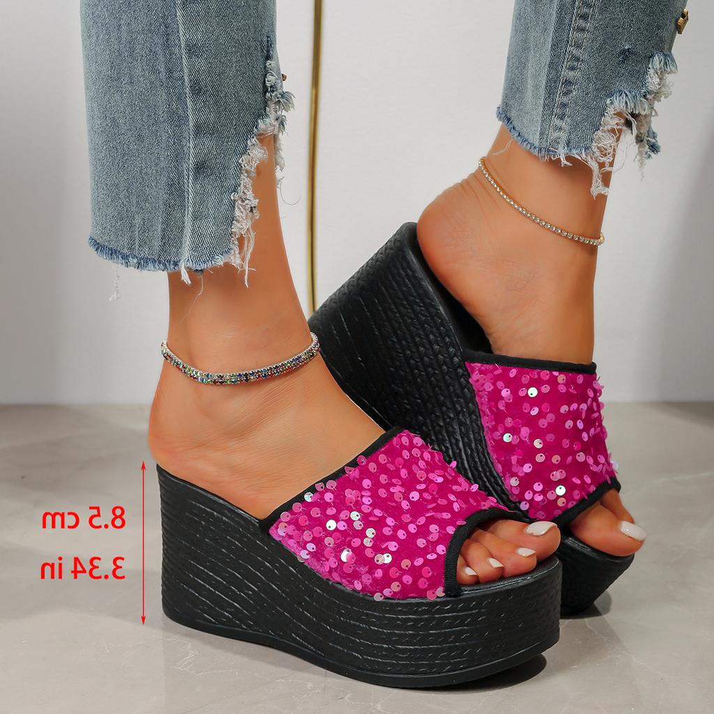 Женские шлепанцы на платформе Новые летние сандалии Домашняя обувь для улицы и пляжа Женские легкие шлепанцы на танкетке Домашние тапочки Женские