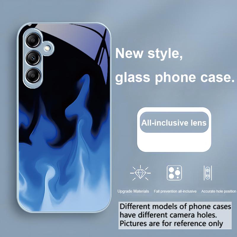 Простой Зеленый Огонь Для Samsung Galaxy A01 A02 A03 Core A04 A14 4G A13 54 34 31 20 25 23 22 5G S21 Ultra S20 Стеклянный Чехол Для Телефона