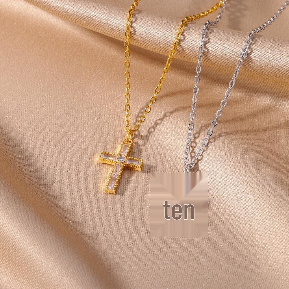 Европейское и американское женское ожерелье с подвеской в виде ретро-креста из циркония класса люкс