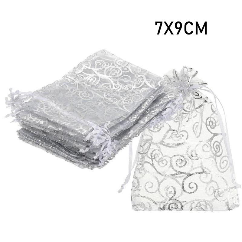 7X9СМ 9X12СМ 13X18СМ 17X23СМ Золотой Серебряный Мешочек с Завязками с Рисунком Лозы Подарочный Мешочек Мешочки для Упаковки Конфет Мешочки для Хранения Украшений