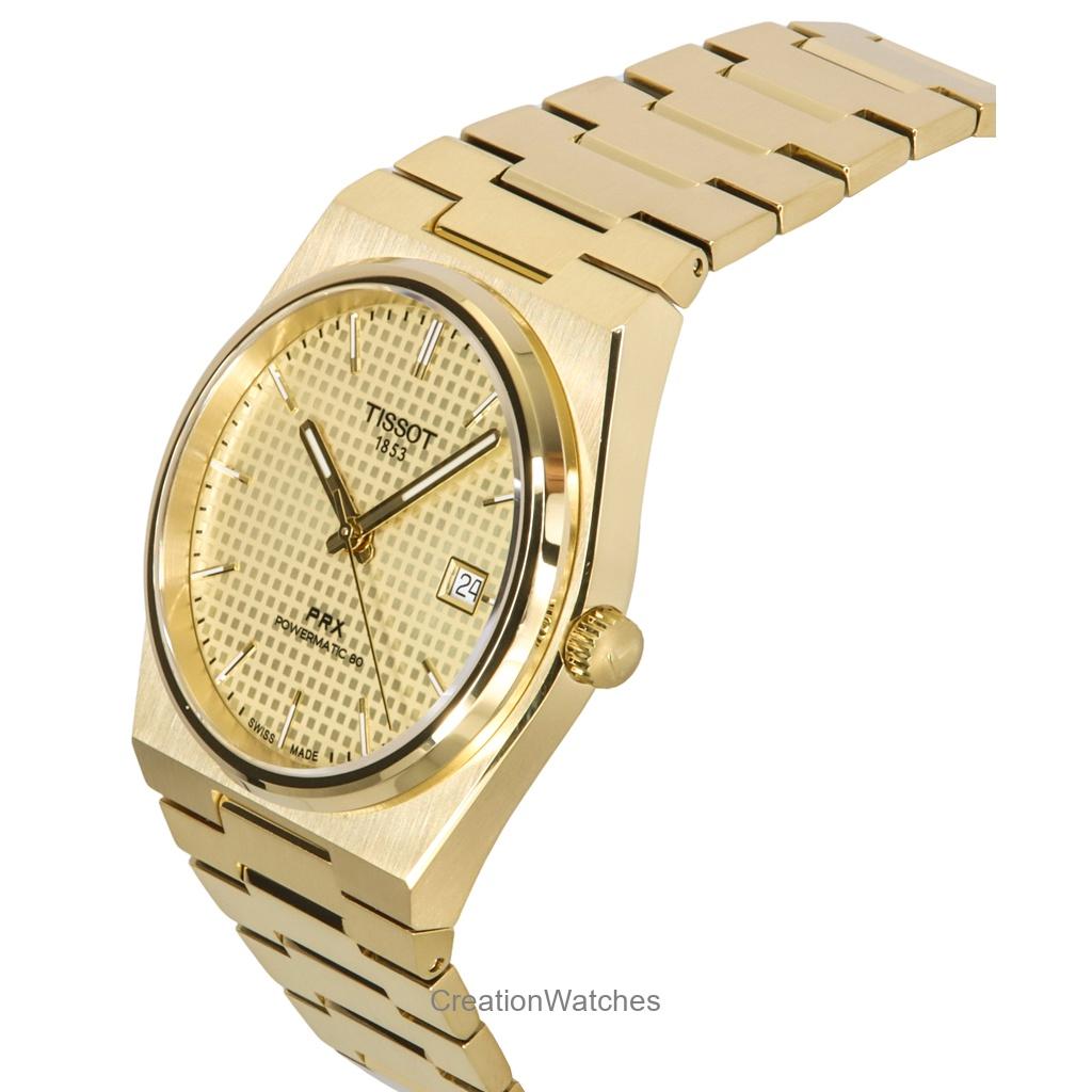 Tissot PRX Powermatic 80 золотистый оттенок нержавеющей стали циферблат цвета шампанского автоматический T137.407.33.021.00 100M мужские часы