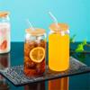 550ml/400ml Glass Cup With Lid and Straw Transparent Bubble Tea Cup Juice Glass Beer Can Milk Mocha Cups Breakfast Mug Drinkware