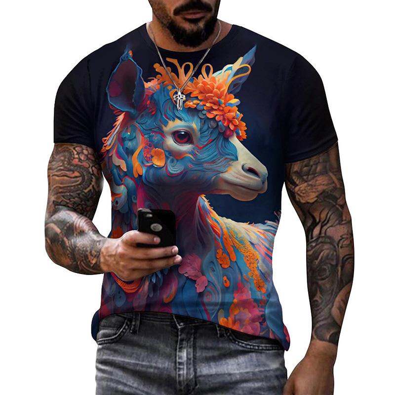 Colorful Animal 3D Printed T-shirt Men Women Summer Casual Cat Dog T Shirts Kids Oversized Round Neck Short Sleeve Tee Tops