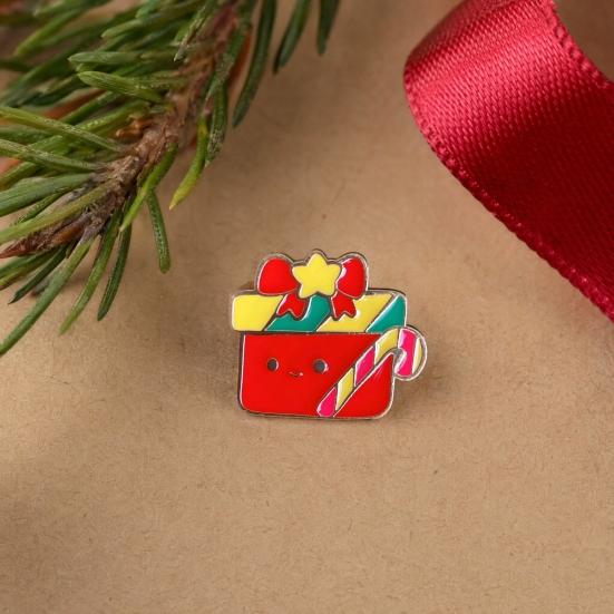 Christmas Cartoon Enamel Brooch, Santa Claus Snowman Reindeer Stocking Gift Box Badge Pin, Clothes Bag Decoration Accessories, Holiday Party Gift