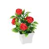 Fake Potted Plant Vibrant Color Artificial Rose Bonsai Fade-resistant Realistic Simulated Plant for Home Decoration