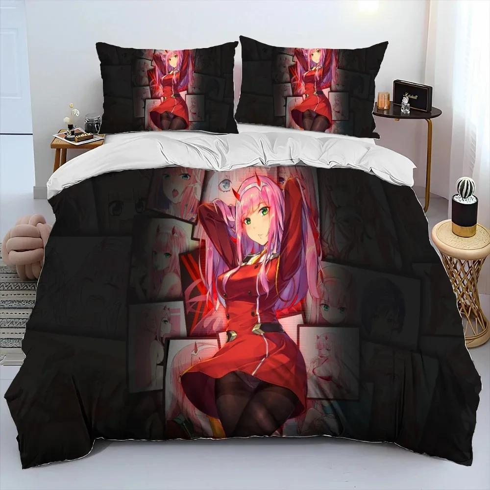 Zero Two DARLING In The FRANX Аниме Постельное Белье Комплект Постельного Белья Спальня Мягкие Современные Покрывала Удобное Мягкое Пододеяльник Удобный Чехол для Одеяла Наволочка