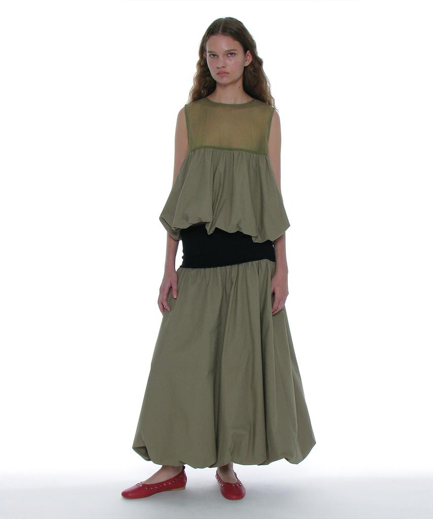 PARTIMENTO WOMEN Sleeveless Puff Blouse_Light Khaki