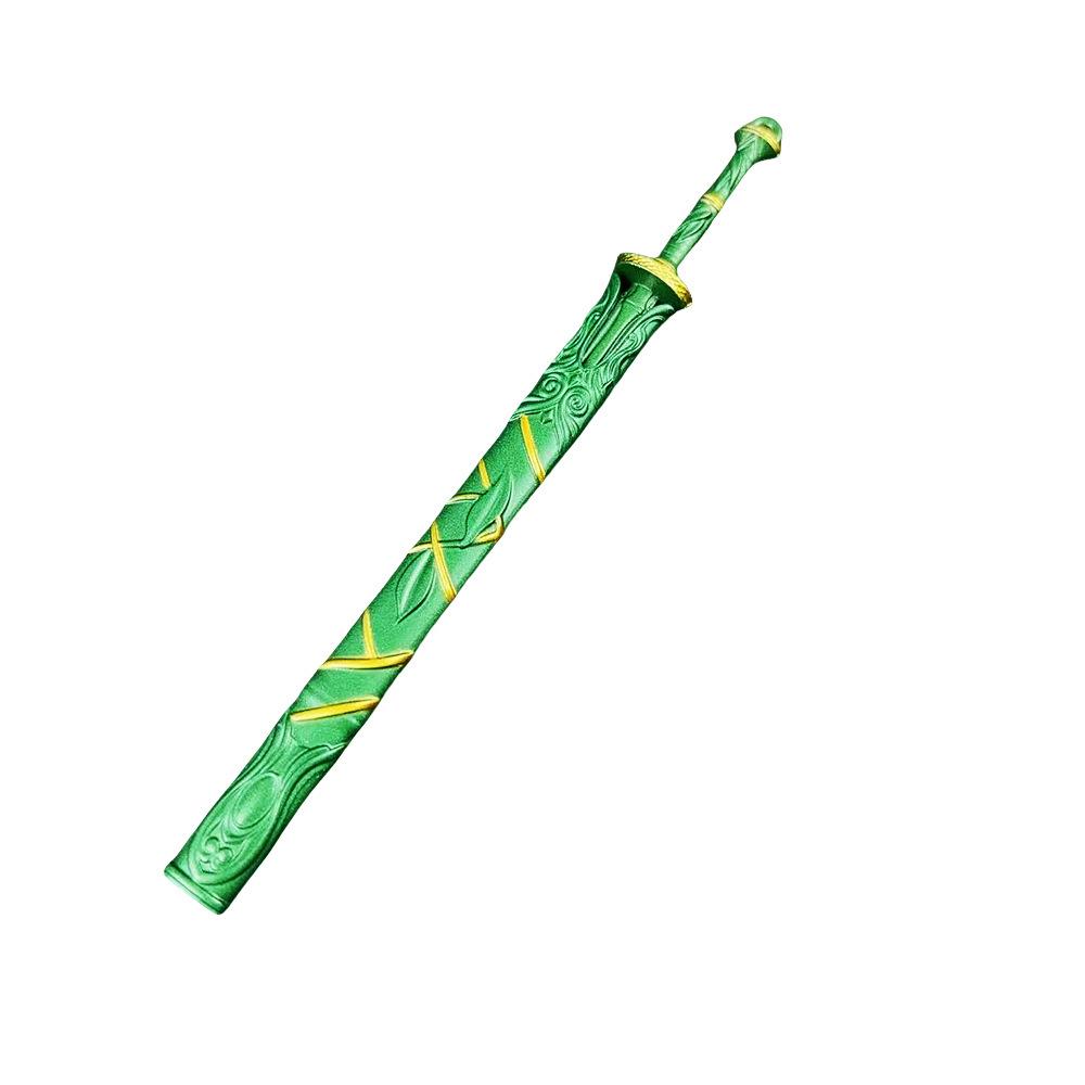 Mini Green Bamboo Bee Sword Keychain – Ancient Style Alloy Treasure Model Ornament