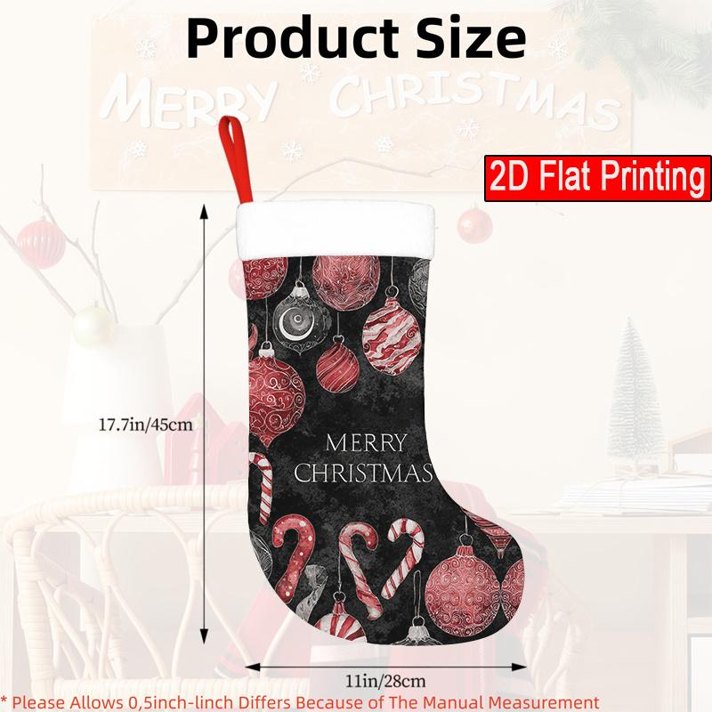 Christmas decoration fireplace hanging stocking1pcs, Christmas Balls, Candy Canes (3)-Halloween Devil Decorati