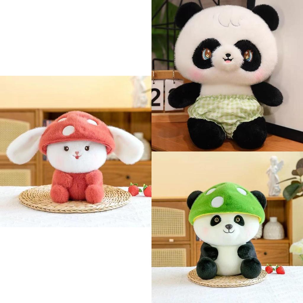 Adorable Mushroom Panda Plush Toy Perfect Gift For Children And Girls 25cm