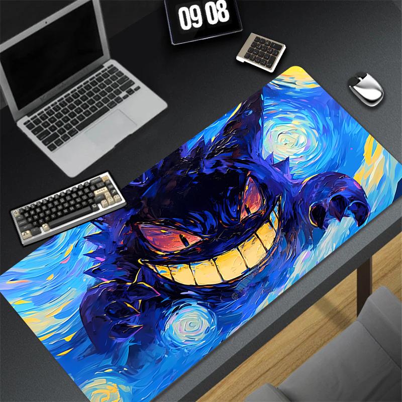 Mouse Pad Gaming Mousepad Rubber P-pokemonS Black Desktop Mat Non-slip PC Laptop G-gengar Gamer Accessories Keyboard Pad Carpet