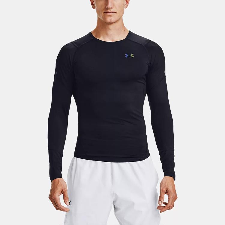Under Armour Мощная растягивающаяся тренировочная компрессионная рубашка с длинным рукавом для мужчин, черная 1358233-001