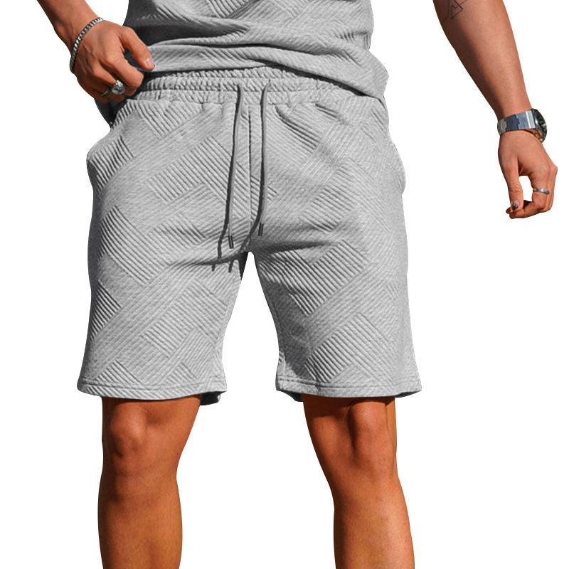 Мужской костюм с рубашкой поло, мужской повседневный костюм с коротким рукавом, футболка с лацканами, текстурированные шорты, спортивный комплект из двух предметов