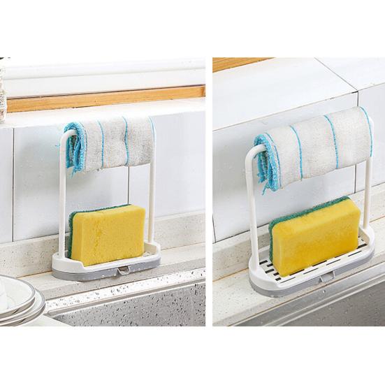 Kitchen Desktop Dish Towel Cleaning Sponge Holder Groove Organizer Storage Rack