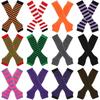 32CM Dark Striped Knitted Fingerless Long Gloves - Autumn/Winter Style