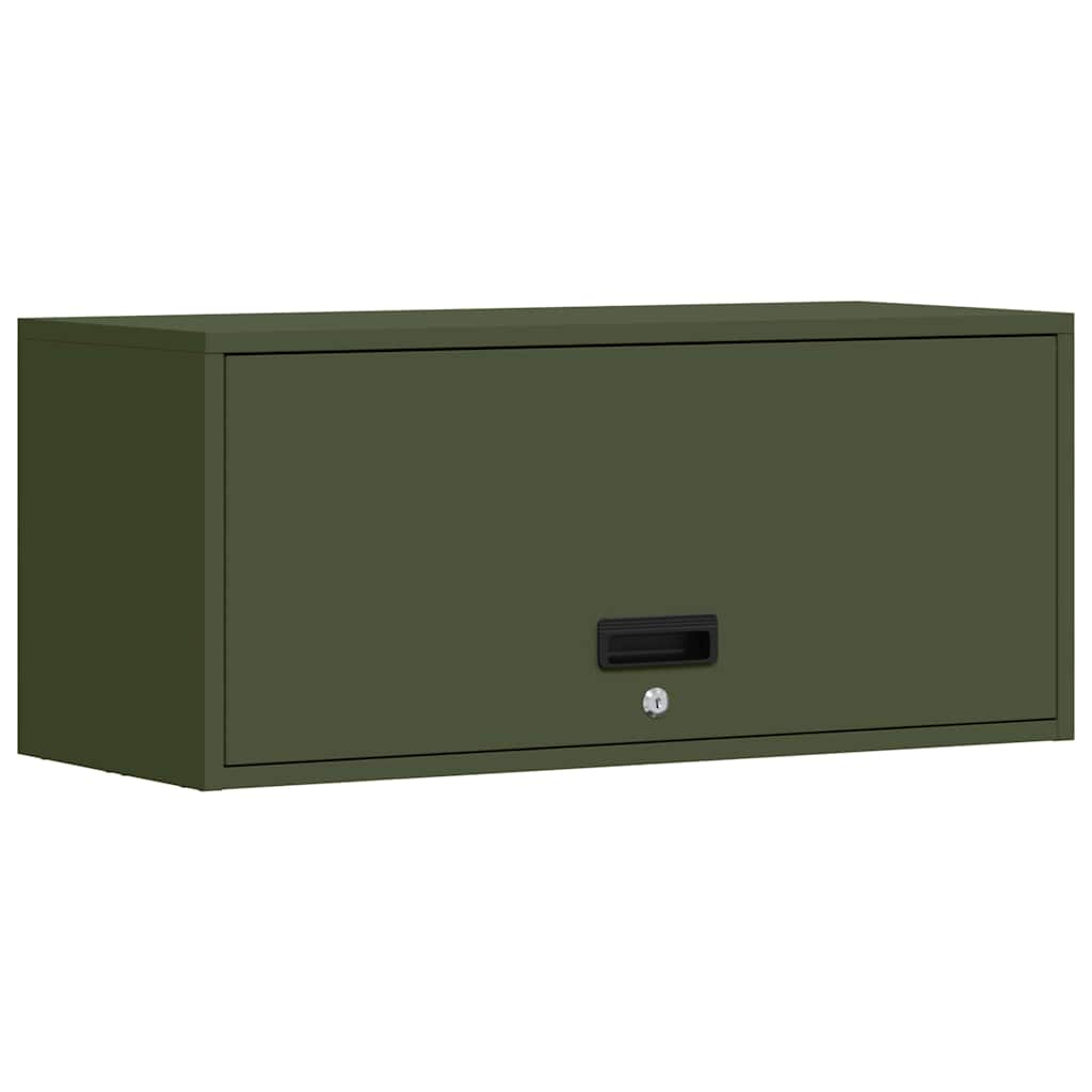 Wall Mounted Garage Cabinet with Gas Spring Door Olive Green