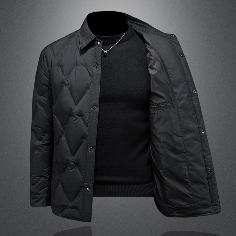 Mens Winter Warm Down Jacket With Stand Collar Casual Stylish Outerwear 86-90% White Duck