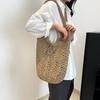 Женская соломенная сумка-тоут Модная пляжная сумка Большая вместительная сумка через плечо Повседневная плетёная дорожная сумка Женская летняя плетеная сумка-тоут