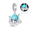 Copper Jellyfish Dolphin Turtle Starfish Shell Luminous Ocean Series Charms Beads Fit 3Mm Original Bracelets Diy Jewelry