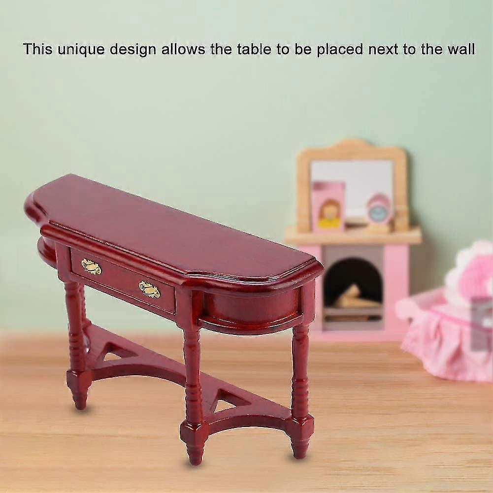 1:12 Scale Mini Dollhouse Half-Round Table Model Miniature Doll House Desk Furniture Wooden - DD01