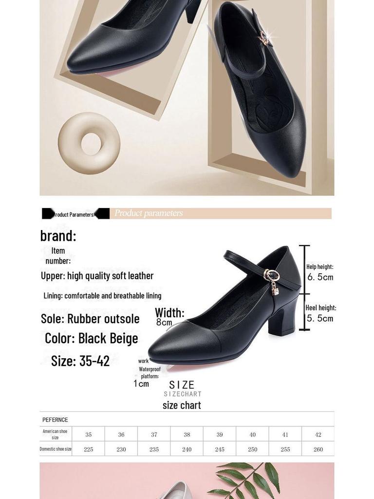 Туфли из мягкой кожи на среднем каблуке с пряжками на ремешках для работы и танцев с ципао, подходят женщинам среднего возраста, черная мягкая подошва для осени.