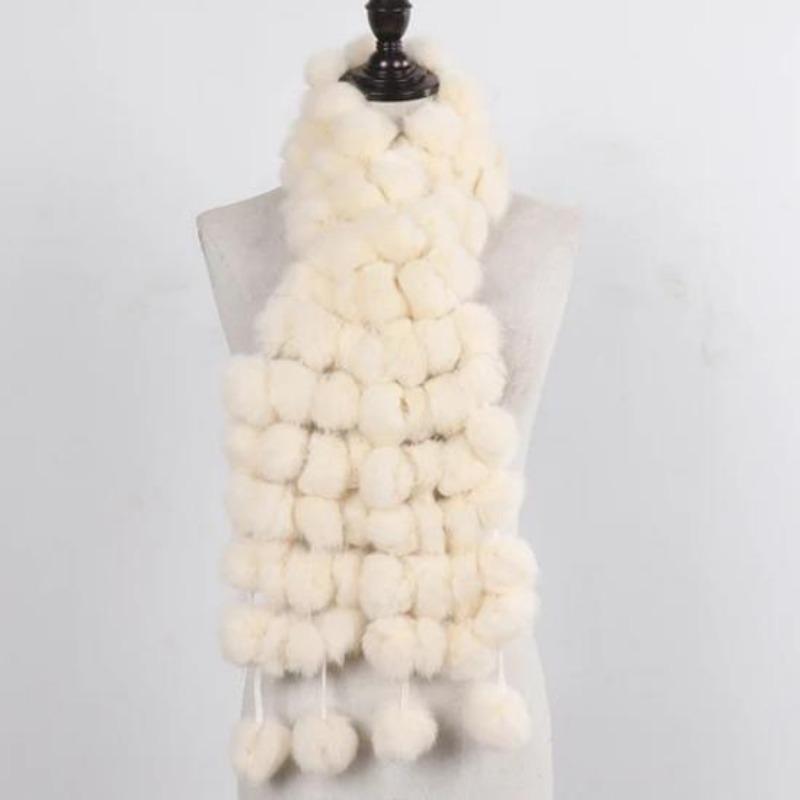 Women Winter Warm Rabbit Fur Scarf Hot Sale Natural Rabbit Fur Muffle Lady Scarves