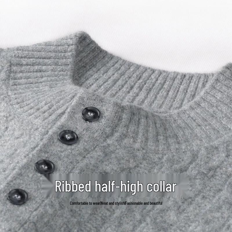 Mark Fairwhale Men's Wool-Blend Henley Neck Knitted Sweater