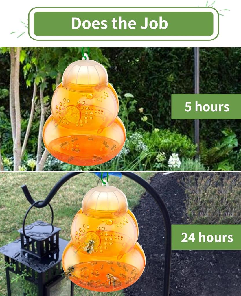 2 ловушки для ос, наружная подвесная, ловушки для пчел, эффективный уличный отпугиватель ос, убийца насекомых, нетоксичный многоразовый