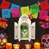 10Pcs Dia De Los Muertos Decorations Wooden Shadow Box Day of The Dead Ofrenda Altar Decor with Papel Picado Butterfly Remembrance Supplies