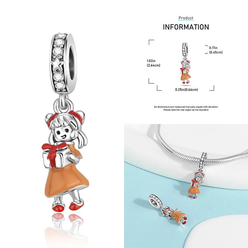 Рождественские Шармы Медь Лось Санта Клаус Бусина Снежинка Колокольчик Снеговик Шарм Подходит для Оригинального Браслета DIY Ювелирные Изделия