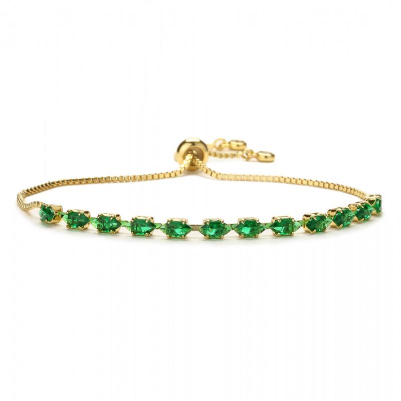 Geometric CZ Crystal Bracelet Women Men Colorful Zirconia Adjustable Chain Jewelry INS Style