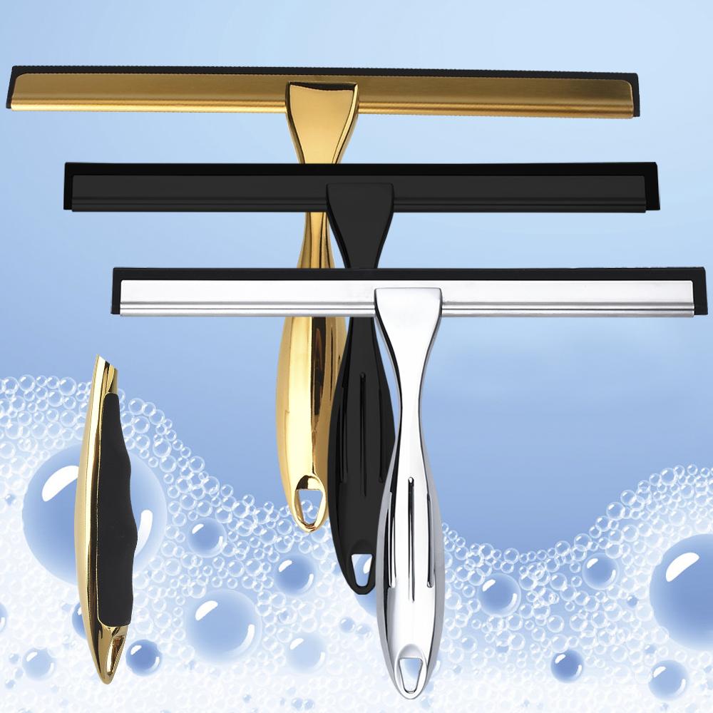 Stainless Steel Shower Wiper Window Squeegee Wiper All-purpose Glass Mirror Scraper Cleaning Household Hotel Tools Golden Black