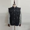 2284 * Retro Motorcycle Print Sleeveless Denim Jacket Denim Vest Men's Motorcycle Casual Style