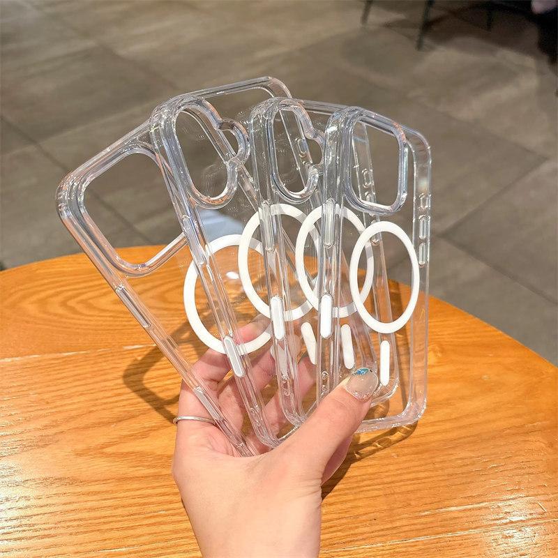 HD прозрачный акриловый магнитный чехол для iPhone 16 Pro Max Plus для беспроводной зарядки Magsafe с кнопкой управления камерой, защита