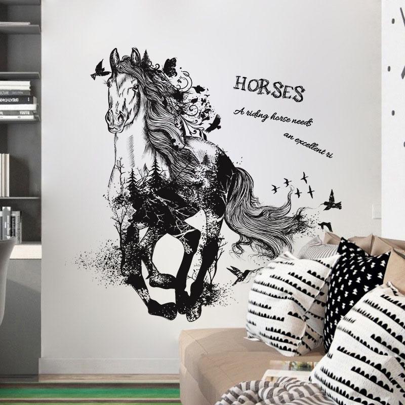 Wall Sticker Removable Running Horse Decals Home Decoration Mural for Living Room Sofa Background