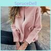 Women Stand Long Collar Jacket Sleeve Coat With Pockets Solid Color Warm Lightweight Coat Daily Wear