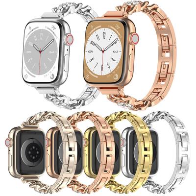 Ремешок из нержавеющей стали для Apple Watch Series Ultra 8 7 SE 6 5 4 3, металлический браслет с бриллиантами, ремешок для iwatch 9 40 41 мм 42 44 мм 45 мм