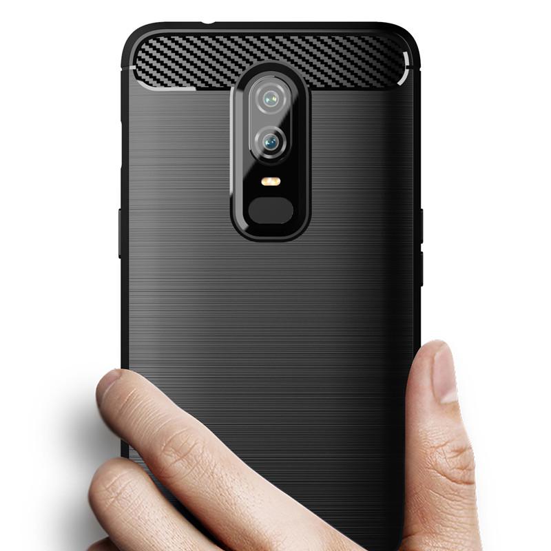 Противоударный чехол из углеродного волокна для Oneplus 6 1 + 6, силиконовый чехол для Oneplus6, бампер, полная защитная задняя крышка, чехлы