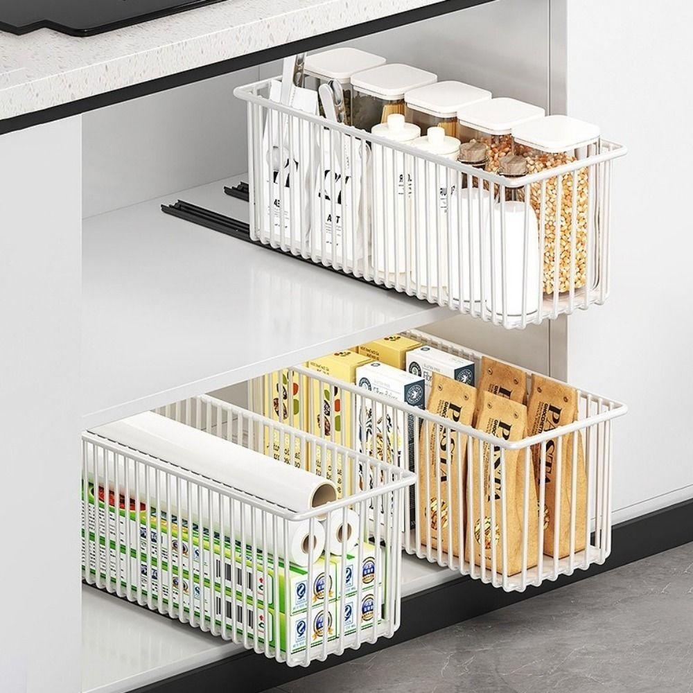 Large Capacity Slide-Out Drawer Storage Box Carbon Steel Spice Box Storage Rack  Sideboard