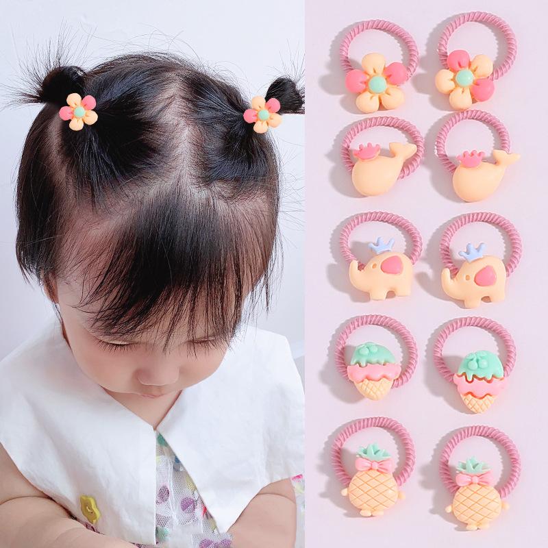 10PCS/Set 2CM Mini Cartoon Baby Girls Hair Ties Children HairBands Ponytail Elastic Rubber Band Newborn Hair Accessories