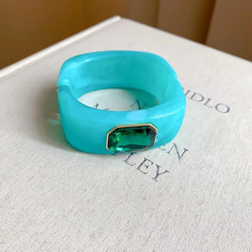 Candy Color Resin Bangle Square Design Chunky Bangle Exaggerated Look Statement Bracelet Party