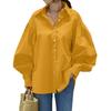 Womens Casual Shirt With Lantern Sleeves And Splicing For Office Wear And Spring