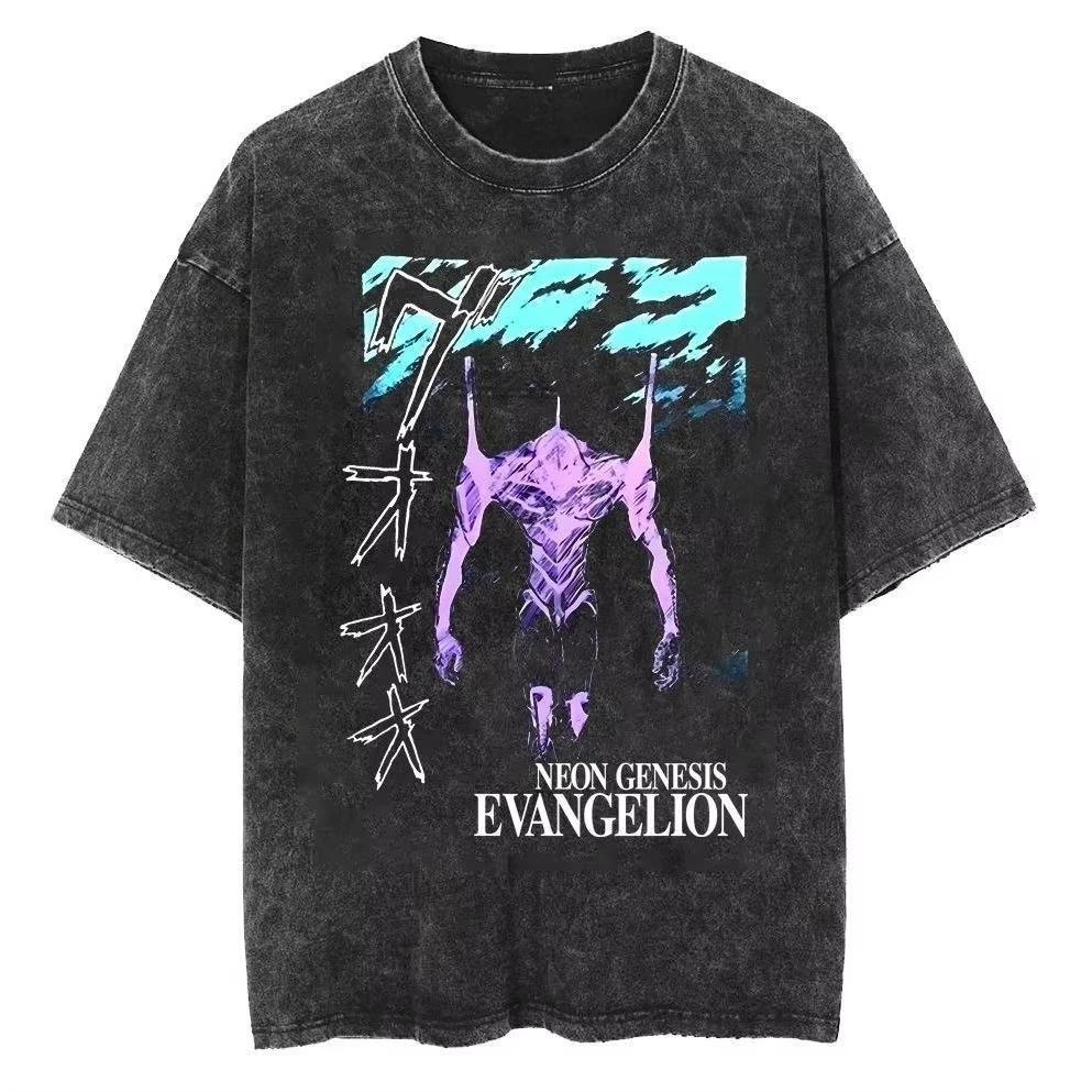 Футболка Neon Genesis Evangelion с принтом EVA Аниме Хлопок Короткий рукав Повседневная свободная футболка для мужчин женщин Аниме фанатов 2026 Новая